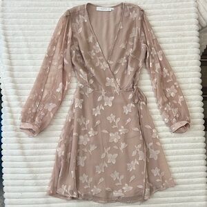 Astr Blush Floral Long Sleeve Dress
